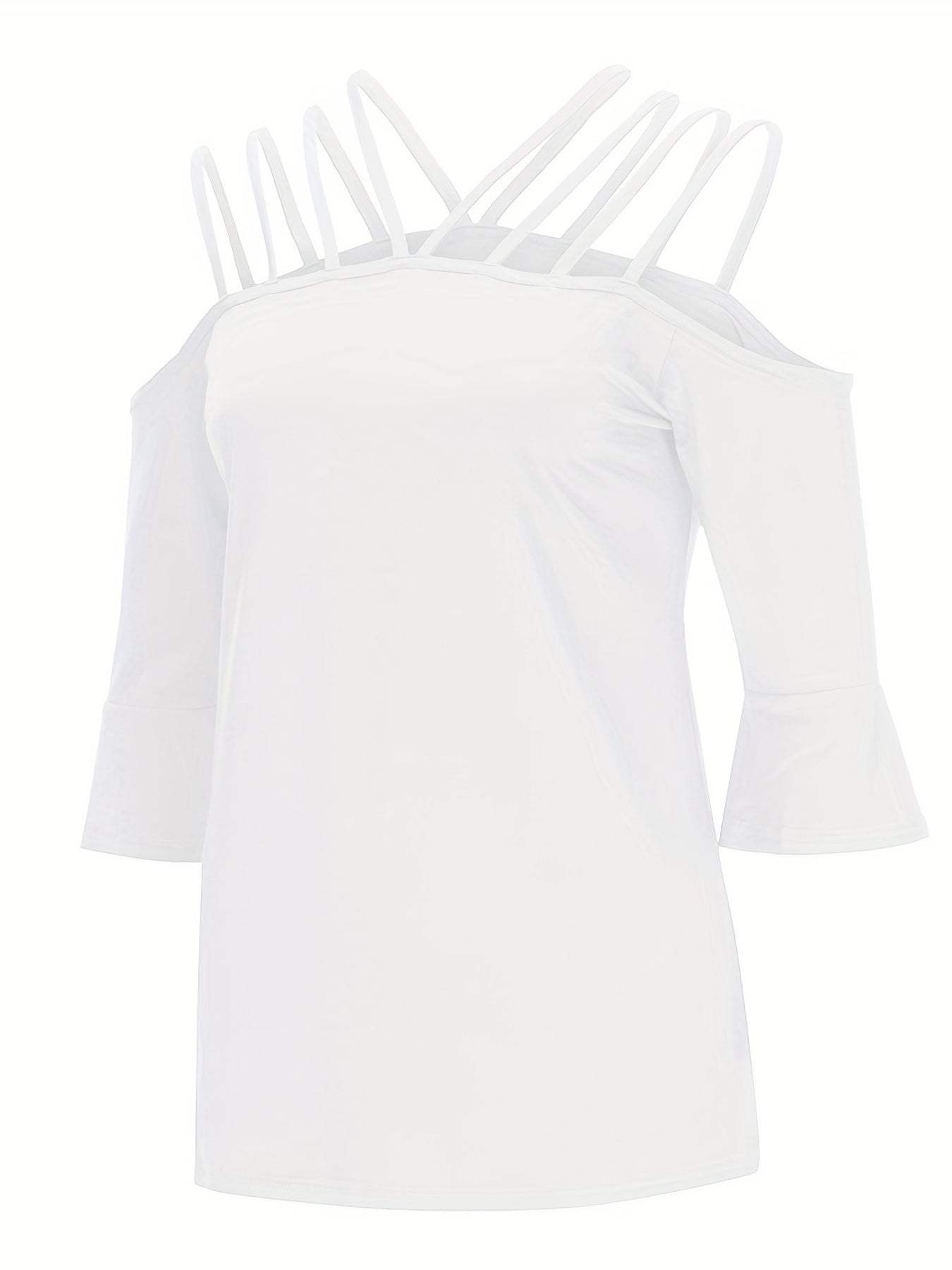 Full Size Cold Shoulder Three-Quarter Sleeve Blouse - Trendsi - Flyclothing LLC