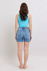 Judy Blue Full Size 2 Button Denim Shorts with Pockets Plus Size - Trendsi - Flyclothing LLC