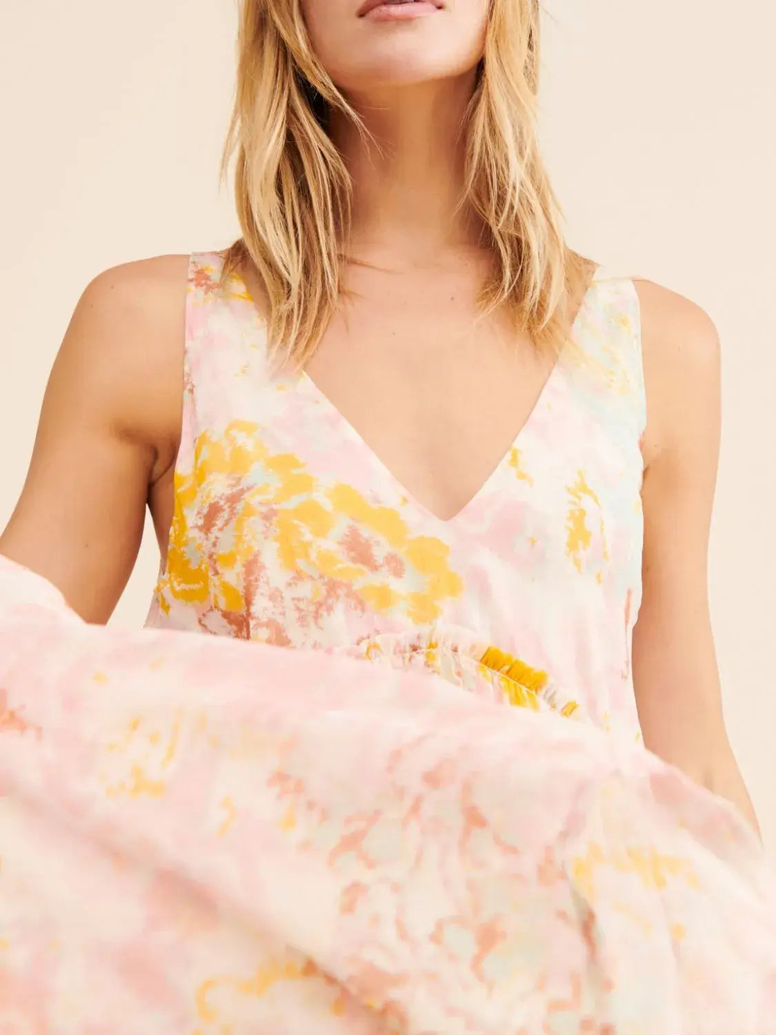 Printed V-Neck Sleeveless Dress - Trendsi - Flyclothing LLC