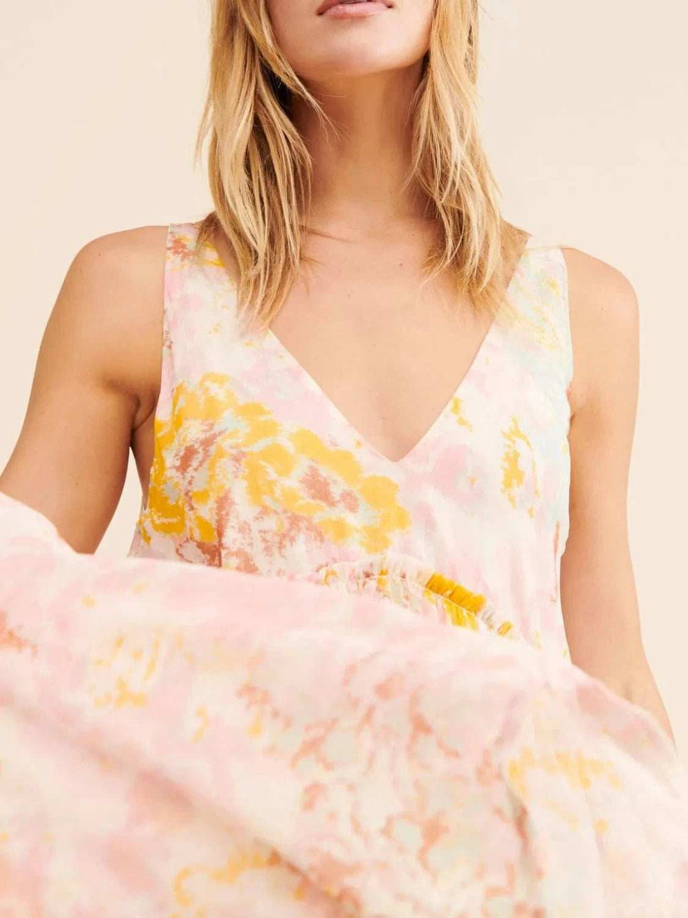 Printed V-Neck Sleeveless Dress - Trendsi - Flyclothing LLC