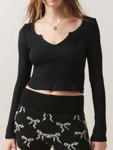 Notched Long Sleeve T-Shirt - Trendsi - Flyclothing LLC