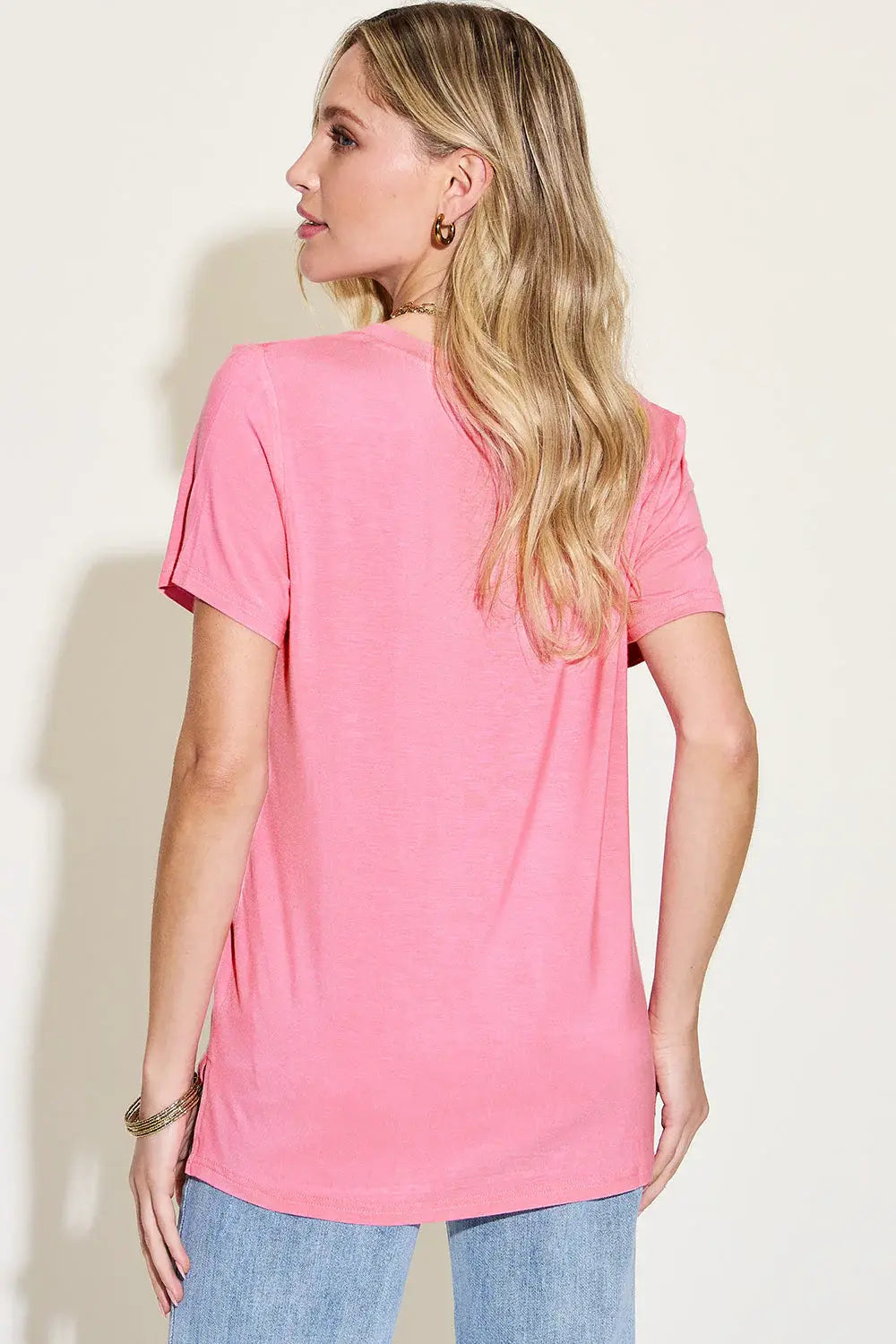 Basic Bae Full Size V-Neck High-Low T-Shirt - ShopBasicbae - Flyclothing LLC