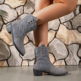 Point Toe Block Heels Boots - Trendsi - Flyclothing LLC