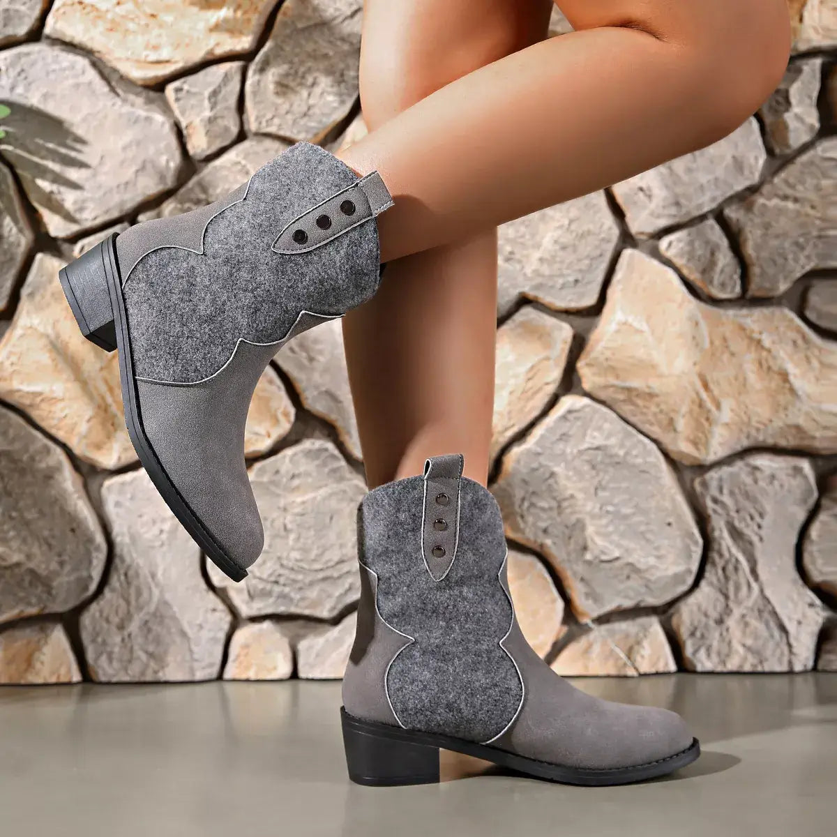 Point Toe Block Heels Boots - Trendsi - Flyclothing LLC