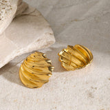 Stainless Steel Shell Shape Stud Earrings - Trendsi - Flyclothing LLC