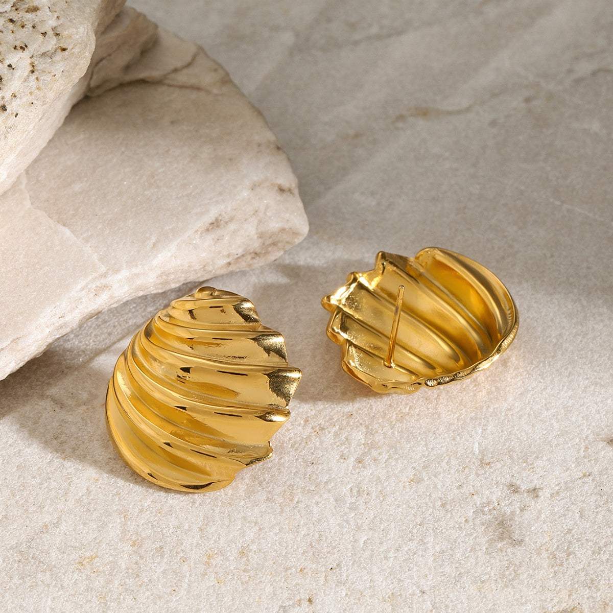 Stainless Steel Shell Shape Stud Earrings - Trendsi - Flyclothing LLC