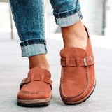 Round Toe Low Heel Buckle Sneakers - Trendsi - Flyclothing LLC