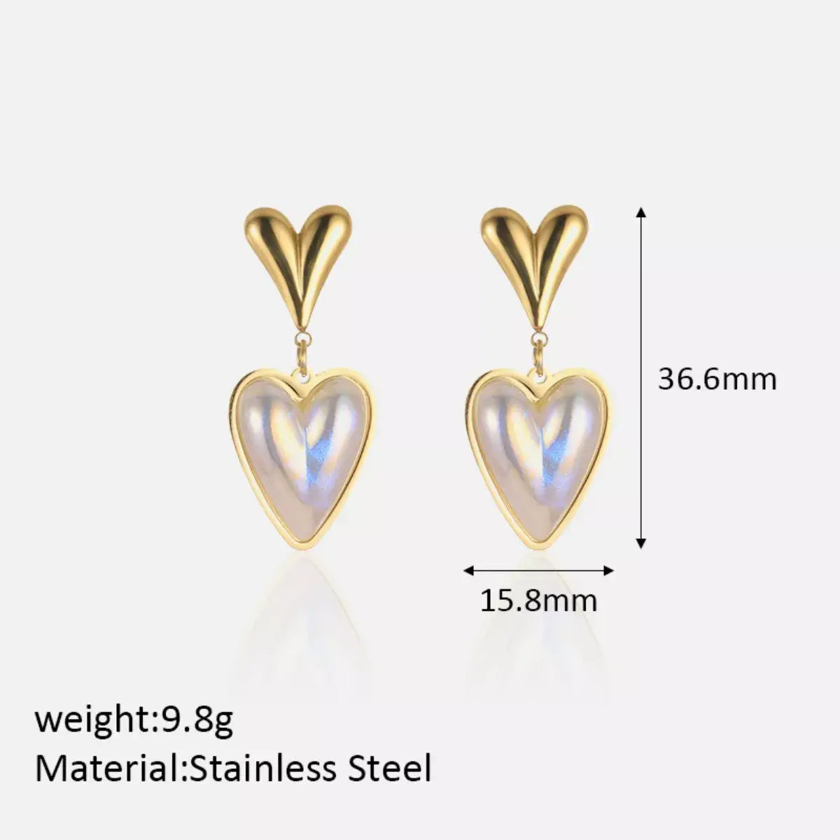 Heart-Shaped Pearl Drop Earrings - Trendsi - Flyclothing LLC