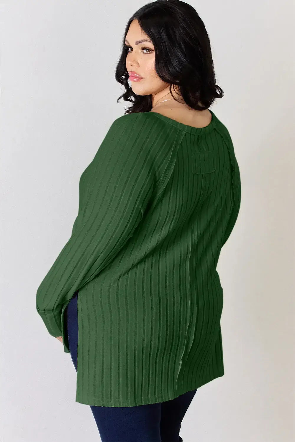 Basic Bae Full Size Ribbed Round Neck Slit T-Shirt - ShopBasicbae - Flyclothing LLC