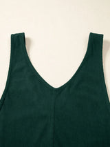 Corduroy V Neck Patched Pocket Sleeveless Jumpsuit - Trendsi - Flyclothing LLC