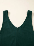 Corduroy V Neck Patched Pocket Sleeveless Jumpsuit - Trendsi - Flyclothing LLC