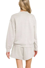 Zenana Scuba Long Sleeve Sweatshirt and Shorts Set - Trendsi - Flyclothing LLC