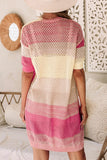 Color Block Dropped Shoulder Half Sleeve Cover Up - Trendsi