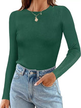 Ribbed Knit Slim Fit Long Sleeve T-Shirt - Trendsi - Flyclothing LLC