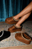WILD DIVA Embroidered Trim Round Toe Platform Boots - Trendsi