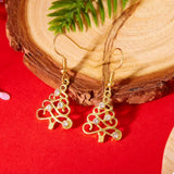 18K Gold-Plated Rhinestone Christmas Tree Dangle Earrings - Trendsi - Flyclothing LLC