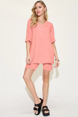 Basic Bae Bamboo Full Size V-Neck Drop Shoulder T-Shirt and Shorts Set - Trendsi - Flyclothing LLC