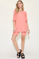 Basic Bae Bamboo Full Size V-Neck Drop Shoulder T-Shirt and Shorts Set - ShopBasicbae - Flyclothing LLC