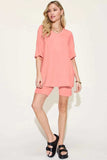 Basic Bae Bamboo Full Size V-Neck Drop Shoulder T-Shirt and Shorts Set - Trendsi - Flyclothing LLC