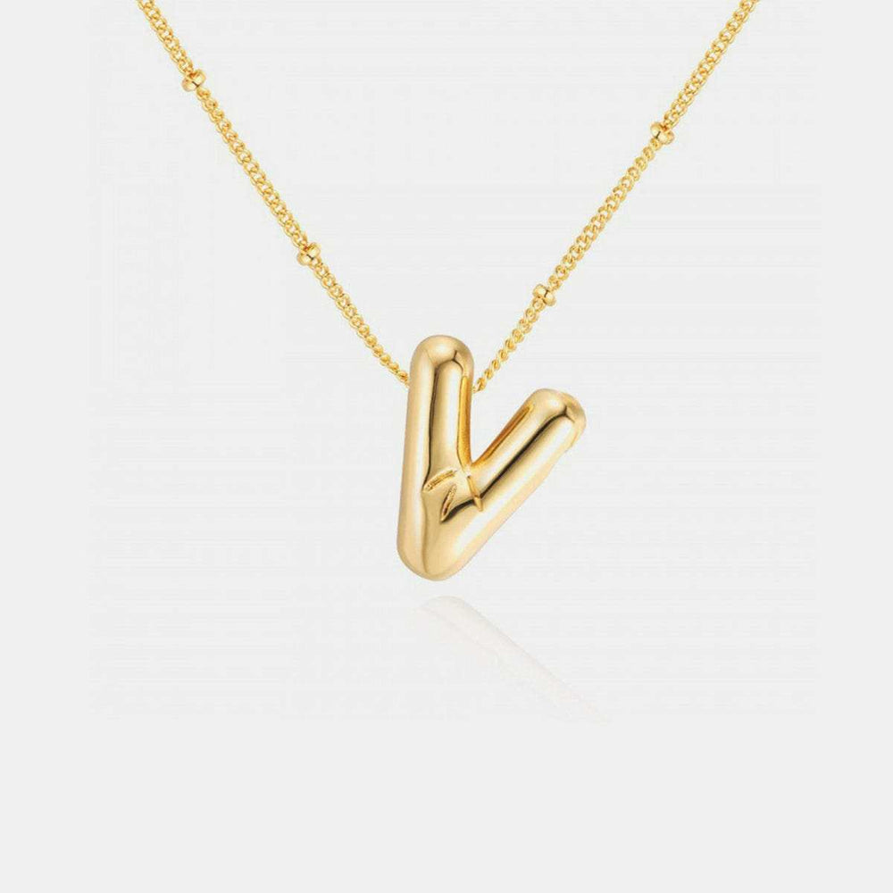 Gold-Plated Letter Pendant Necklace - Trendsi - Flyclothing LLC