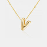 Gold-Plated Letter Pendant Necklace - Trendsi