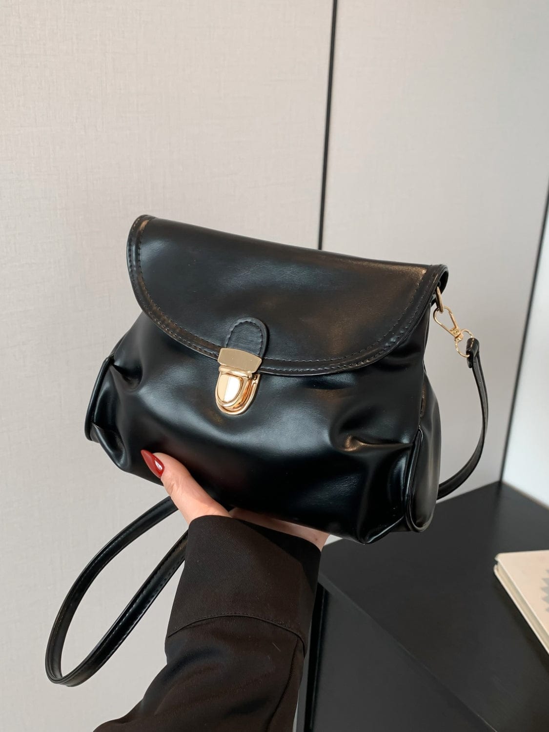 PU Leather Adjustable Strap Crossbody Bag - Trendsi