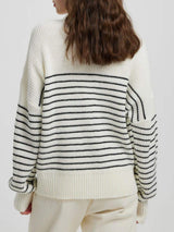 Striped Half Zip Long Sleeve Sweater - Trendsi - Flyclothing LLC