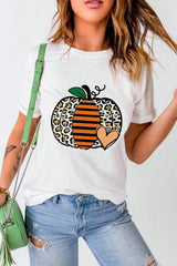 Pumpkin Graphic Round Neck Short Sleeve T-Shirt - Trendsi - Flyclothing LLC