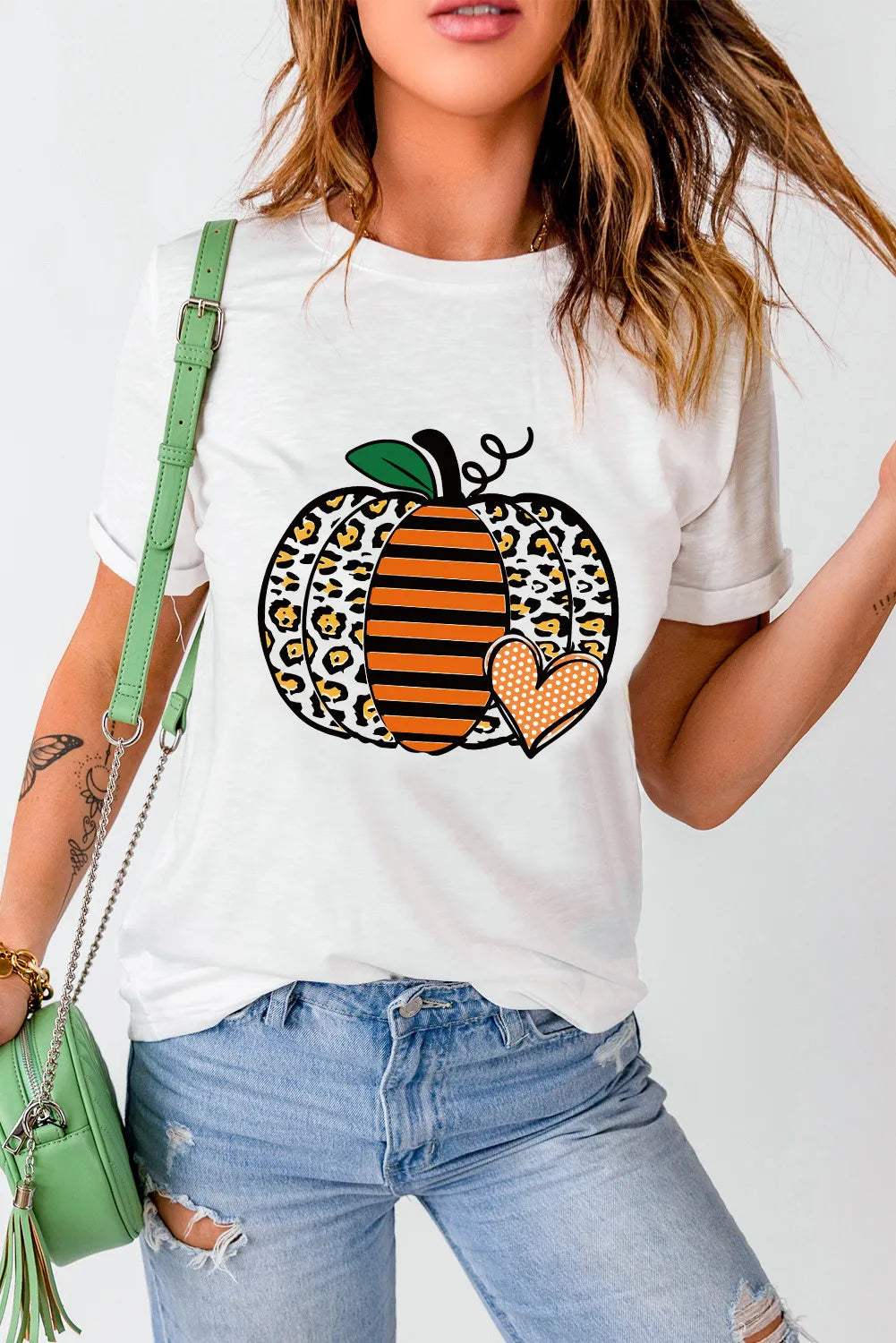 Pumpkin Graphic Round Neck Short Sleeve T-Shirt - Trendsi - Flyclothing LLC
