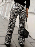 Full Size Animal Print Elastic Waist Pants - Trendsi