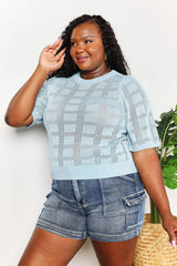 Mandy Ribbed Trim Round Neck Knit Top - Trendsi - Flyclothing LLC