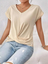 V-Neck Twist Front Top - Trendsi - Flyclothing LLC