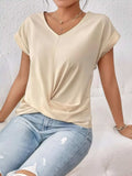 V-Neck Twist Front Top - Trendsi - Flyclothing LLC