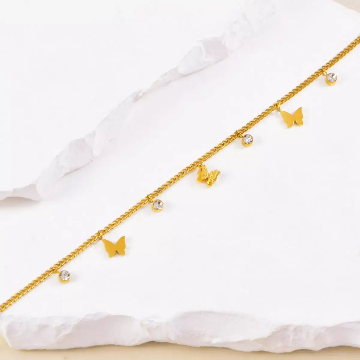 18K Gold-Plated Butterfly Charm Anklet Bracelets - Trendsi - Flyclothing LLC