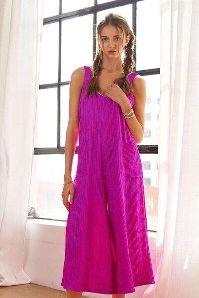 ADORA Textured Wide-Leg Jumpsuit - Trendsi - Flyclothing LLC