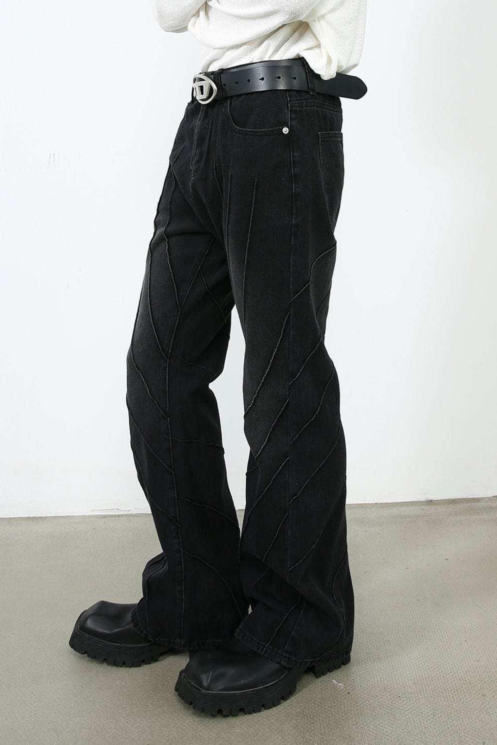 Men's Exposed Seam Jeans with Pockets - Trendsi - Flyclothing LLC