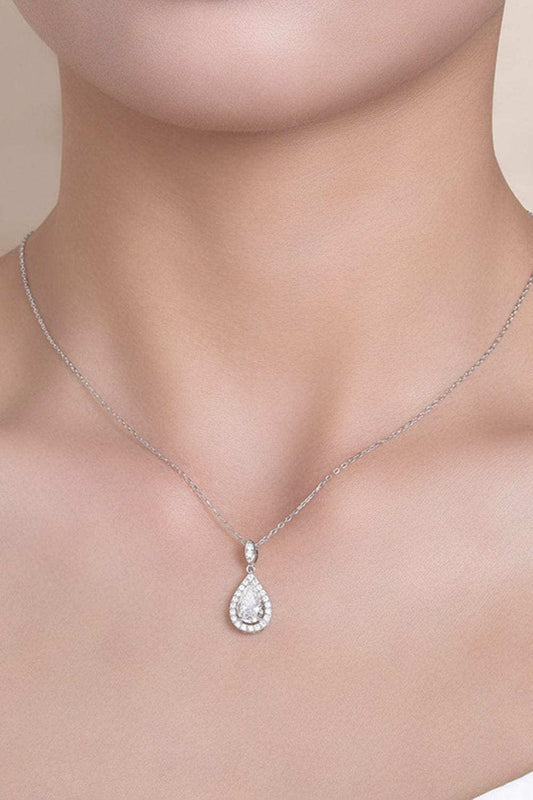 1.5 Carat Moissanite 925 Sterling Silver Teardrop Necklace - Trendsi - Flyclothing LLC
