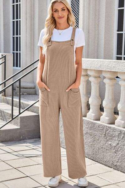 Lovelet Square Neck Wide Strap Overalls with Pockets - Trendsi - Flyclothing LLC