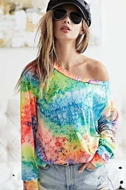 BiBi Tie Dye Soft Knit Jersey T-Shirt - Trendsi - Flyclothing LLC