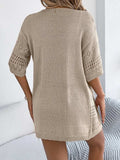 Openwork Open Front Half Sleeve Cardigan - Trendsi - Flyclothing LLC