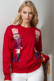 Double Take Full Size Nutcracker Sequin Long Sleeve Sweater - Trendsi - Flyclothing LLC