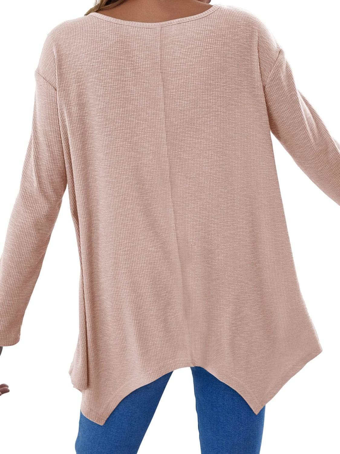 Full Size V-Neck Long Sleeve T-Shirt - Trendsi - Flyclothing LLC