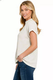 Zenana Chenille Waffle Cap Sleeve Sweater - Trendsi - Flyclothing LLC