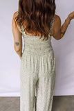 Smocked Bodice Square Neck Sleeveless Floral Jumpsuit - Trendsi - Flyclothing LLC