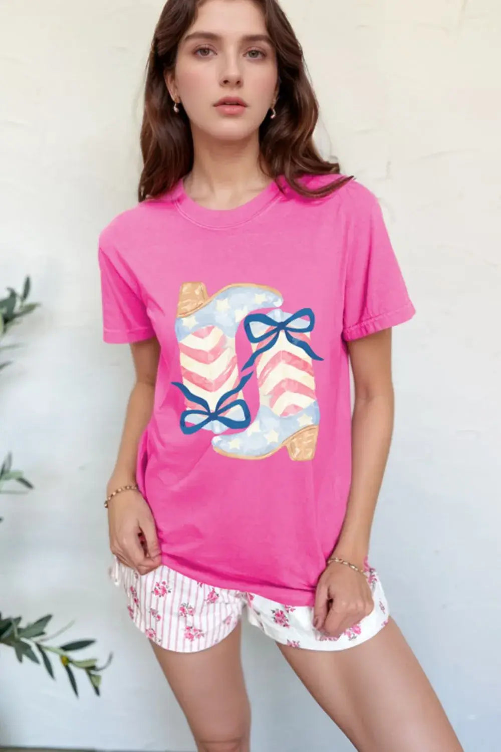 Graphic Round Neck Short Sleeve T-Shirt - Trendsi - Flyclothing LLC