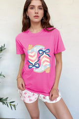Graphic Round Neck Short Sleeve T-Shirt - Trendsi - Flyclothing LLC