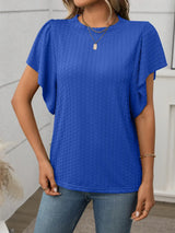Round Neck Flutter Sleeve T-Shirt - Trendsi - Flyclothing LLC