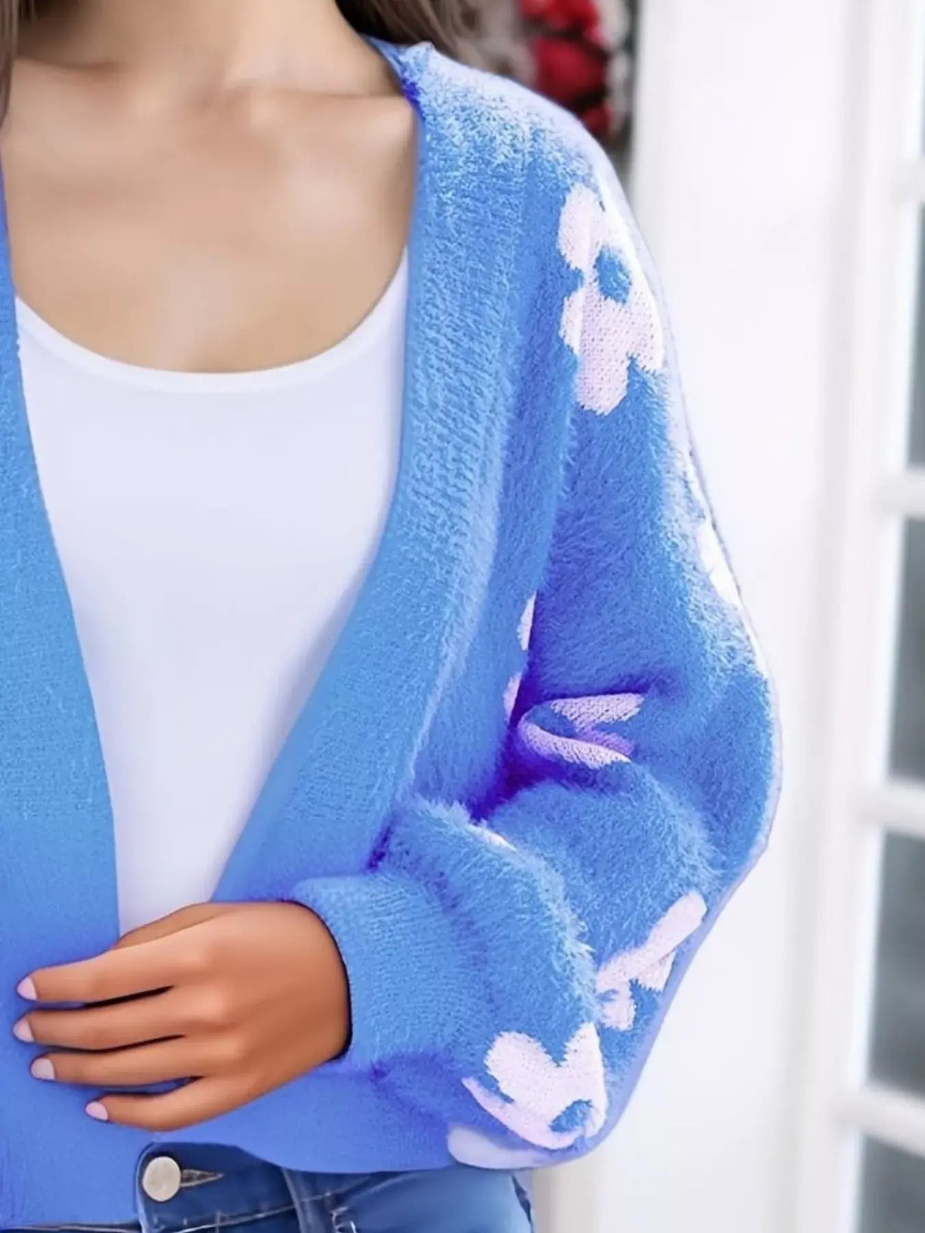 Floral Open Front Cardigan - Trendsi - Flyclothing LLC