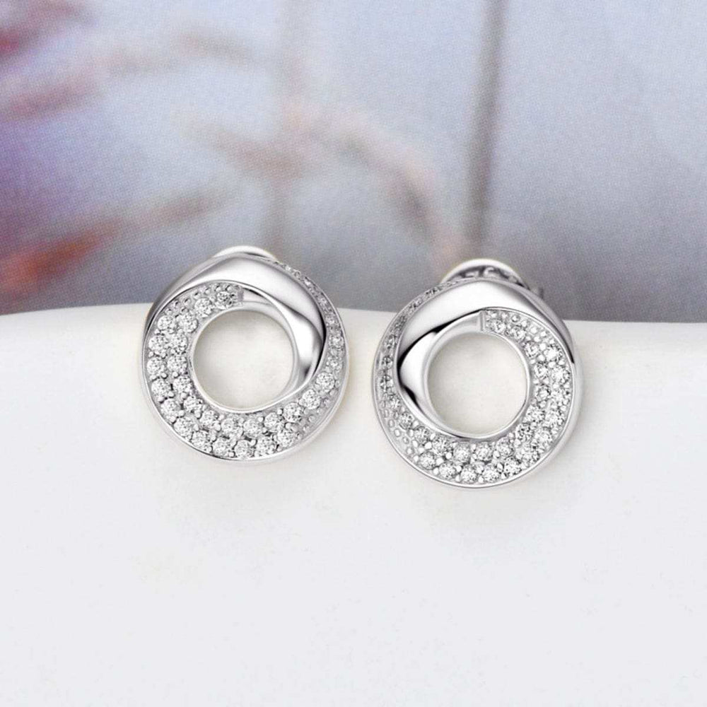 925 Sterling Silver Inlaid Moissanite Stud Earrings - Trendsi - Flyclothing LLC