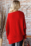 First Love Full Size Asymmetrical Hem Dolman Sleeve Sweater - Trendsi
